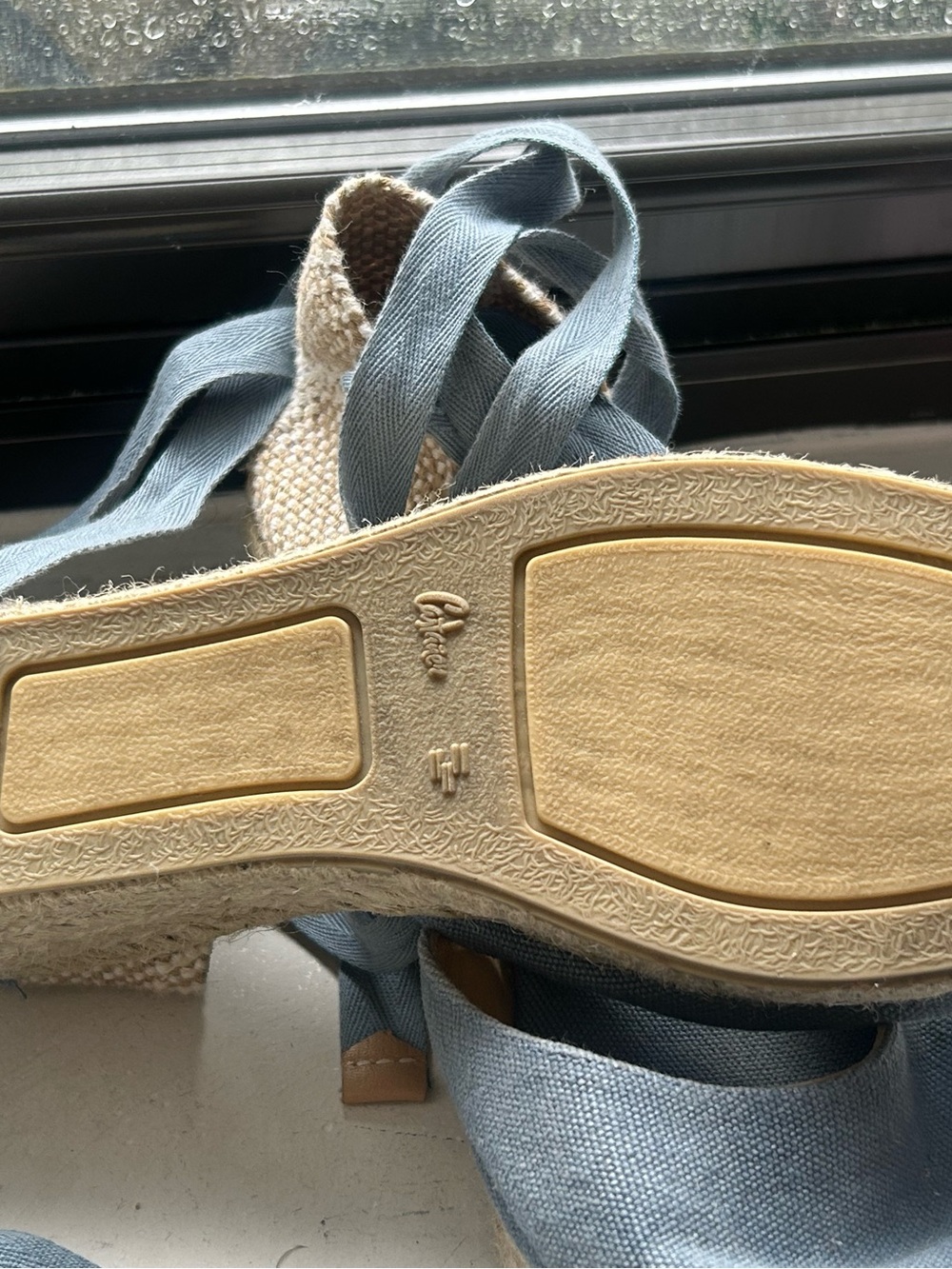 Castaner Light Blue Canvas Lace-Up Espadrille Wedges - Picture 3 of 3